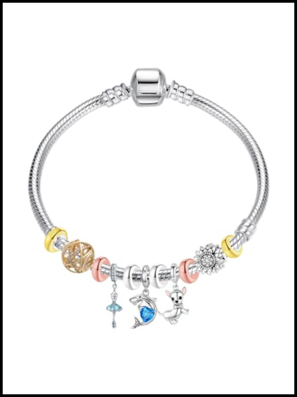 Sterling Silver Rondelle Spacer Bead Charms For Bracelets 4pcs View 6